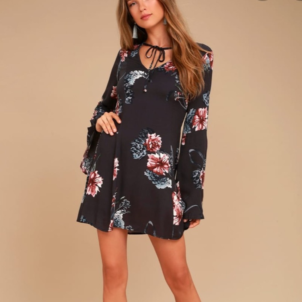 SOME DAYS LOVIN DRESS LONG SLEEVE FLORAL SIZE S